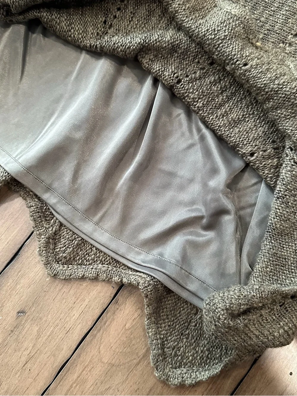 Free People Knit Flared Midi Sweater Skirt in Olive Green #J51